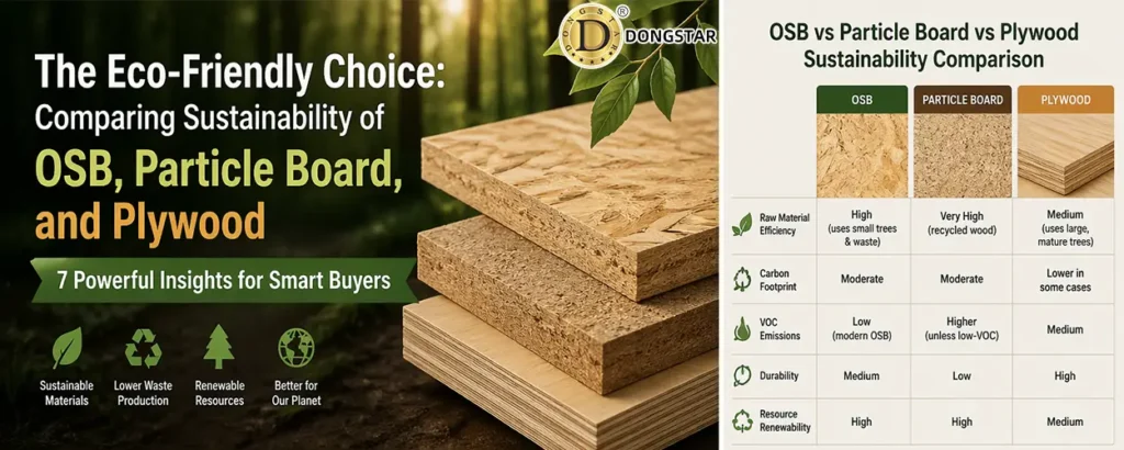Comparing Sustainability of OSB, Particle Board, and Plywood